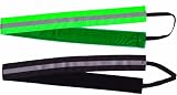 Elastic Sports Headband / Sweatband by Sweaty Bands - 2 Pack (1 Black Reflective, 1 Green Reflective)