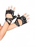 IMAGE OF Sexy Adult Women Studded Faux Leather Fingerless Motorcycle Gloves By Leg Avenue, Black, One Size