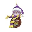 LSU Tigers NCAA Striped Acrylic Basketball Snowman Ornament (2.5)"
