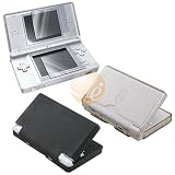 Clear Glitter Hard Crystal Case Cover + Black Soft Protective Silicone Skin +LCD Screen Protector for Nintendo DS Lite NDSL