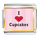 I Heart Cupcakes Valentine Italian Charms Bracelet Link