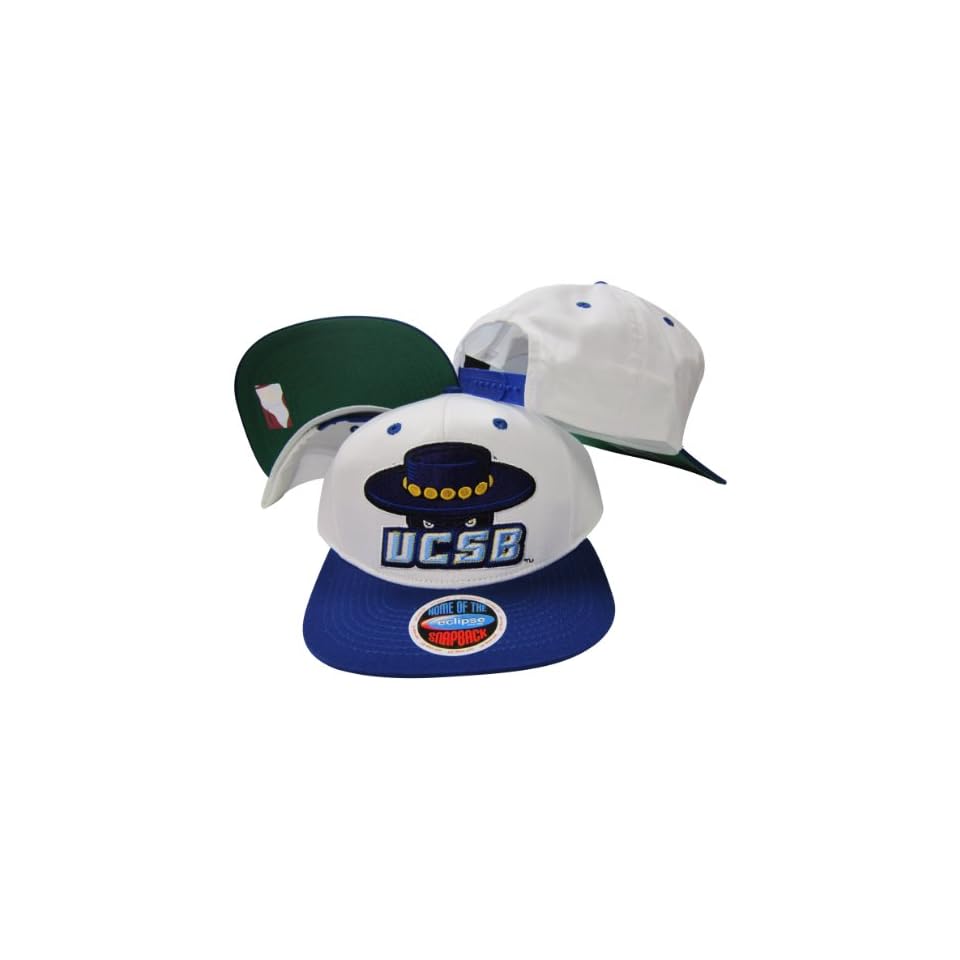 University of California Santa Barbara Gauchos Mascot White/Blue Two Tone Plastic Snapback Adjustable Plastic Snap Back Hat / Cap