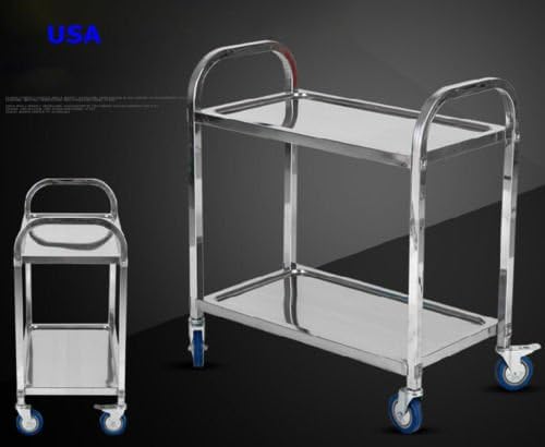 Commercial 2-Shelf Stainless Steel kitchen Utility Cart with 4casters