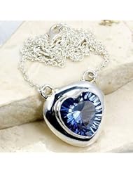 Stunning Sterling Silver Blue London Topaz Heart Necklace