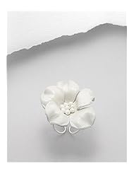 White Flower Leather Ring In White Base