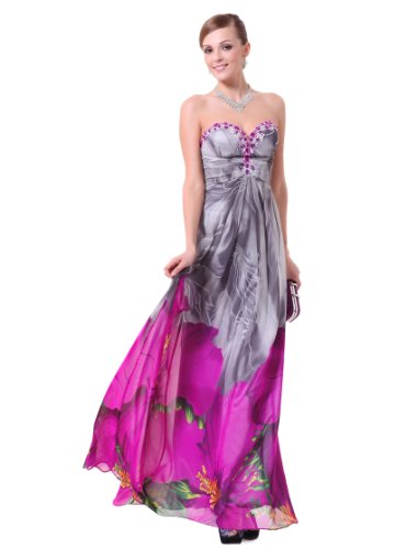 Ever Pretty Floral Printed Rhinestones Empire Waist Chiffon Evening Dress |  Desertcart Gambia