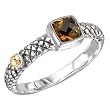 925 Silver & Citrine Square Modern Ring with 18k Gold Accents- Sizes 6-8