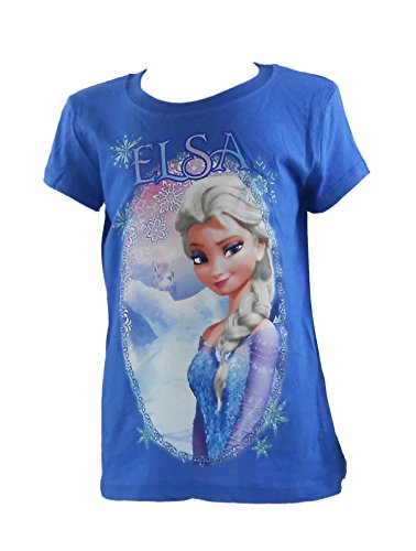 Disney Frozen Elsa Selfie Royal Blue Girls Fitted T-Shirt Sizes 5-12