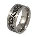Brushed Stainless Steel Ring with Tribal Design (9.0 mm) - Sizes 8-13
