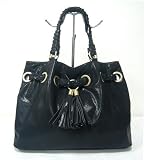 Melie Bianco Cinched Tassel Bag in Black