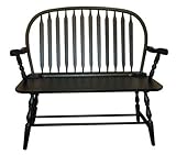 IMAGE OF Carolina Cottage Colonial Windsor Bench, Antique Black