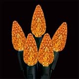 Set Of 70 LED C6 Strawberry Amber Christmas Lights - Green Wire