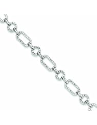 Genuine .925 Sterling Silver Cz Link Bracelet . 100% Satisfaction Guaranteed.