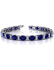 26.00 ct Ladys Round Cut Diamond and Sapphire Stone Bracelet In 14 Karat White Gold