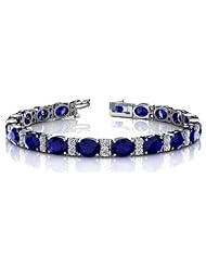 26.00 ct Ladys Round Cut Diamond and Sapphire Stone Bracelet In 18 Karat White Gold