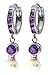 14k White Gold Amethyst Huggie Earrings with title=