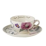 Spode Flowers of the Month Cup & Saucer 11 ounce - January (snowdrop, cyclamen, hellebore)