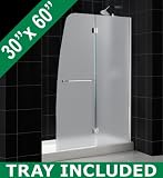 DreamLine AQUA Frosted Glass Shower Door & AMAZON Base Kit 48 x 72 Left Wall Installation Shower Door with 30 x 60 Right Drain BaseF Chrome Hardware Finish; Frosted Glass; Center Drain Base; Right Hand wall configuration Door