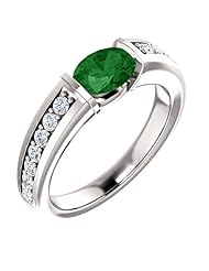 18K White Gold 7.00x5.00mm Oval Cut Chrome Tourmaline and Diamond Ring -- LIFETIME WARRANTY