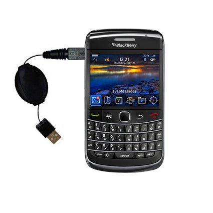 Retractable USB Cable for the Blackberry Bold 2 with Power Hot Sync and Charge capabilities - uses Gomadic TipExchange Technology