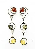 Sterling Silver Multi Colour Amber Drop Earrings By The Olivia Collection