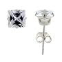 Sterling Silver 5 mm (0.70 Carat Size each) Square Princess Cut Cubic Zirconia Stud Earrings