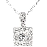 14k White Gold 1/2ctw Princess and Round Brilliant Diamond Pendant (HI/I1)