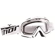 Thor MX Enemy Solid Adult Motocross Motorcycle Goggles w/ Free B&F Heart Sticker Bundle - White