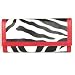 Zebra Print Clutch Wallet W/removable Checkbook Cover in Red Trim