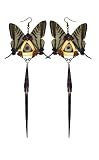 SYLPH Earrings - Neo Victorian Fairy Jewelry - 24K Gold Plated - Femme Fatale Earrings - With Real Butterflies Wings and Porcupine Quills