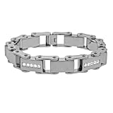 Stainless Steel Bicycle Link with CZ Bracelet