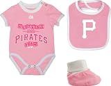 Pittsburgh Pirates Newborn Pink Triple Play Bib, and Bootie, and Creeper Set