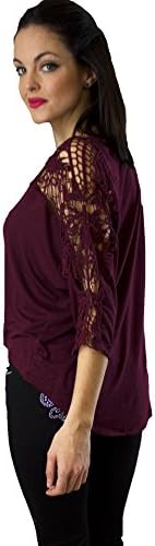 Toska Women's Spunk round Neck With Shoulder Lace Claret Embrodery Medium