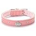 BINGPET BA2022X Cute Designer Rhinestone Dog Collars with Diamond Crown for Puppy Pet - Pink XS