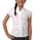 Amy Byer Girls 7-16 Ruffle Neck Poplin Blouse With Sash Belt