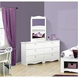 Dixie Double Dresser and Mirror Set in White Lacquer