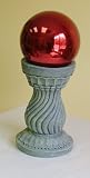Ruby Red Stainless Steel Gazing Globe with Serpentine Globe Stand (8 inch)