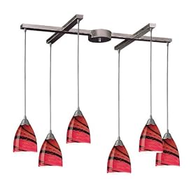 Pierra Six Pendant Light in Satin Nickel Glass Type: Autumn