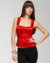 bebe Silky Ruffle Sweet Pleat Top