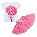 LittleSpring Toddler Girls Outfit Flower T-Shirt+ Tutu Skirt 2PCS Clothing Set Pink 4T