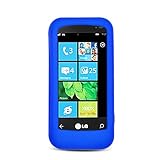 Solid Blue Silicone Skin Gel Cover Case For LG Quantum C900
