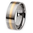 14k Gold Inlaid Flat Brushed Titanium Ring (8.0 mm) - Sizes 6-13