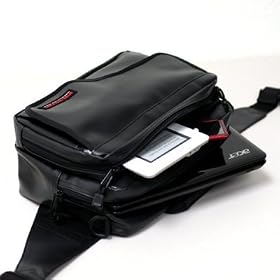 Toshiba NB105 Netbook Classic Water Resistant Messenger Bag with Tuck-Away Fanny Straps - black