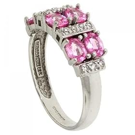 hite Gold Ring Pink Sapphire & Diamond Gems