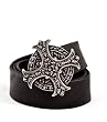 Tobacco Road Pave Skulls Cross Italian Leather Belt with Buckle
