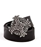Tobacco Road Pave Skulls Cross Italian Leather Belt with Buckle