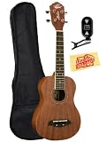 Oscar Schmidt by Washburn OU2 Concert Ukulele Bundle with Gig Bag, Tuner, and Polishing Cloth - Mahogany Top, Back, and Sides