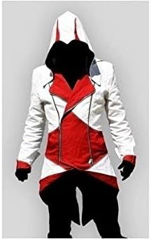 ouyang Assassins Creed III Hoodie Conner Kenway Jacket,men's Jacket(According to other buyers said, we suggest you to choose one size up) Red &amp; White M