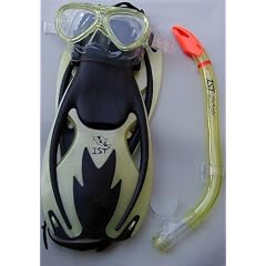 Kinder SET:Maske-Brille Schnorchel Flossen Gr.34-38 Gelb