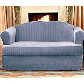 Sure Fit Stretch Pinstripe T-Cushion Loveseat Slipcover